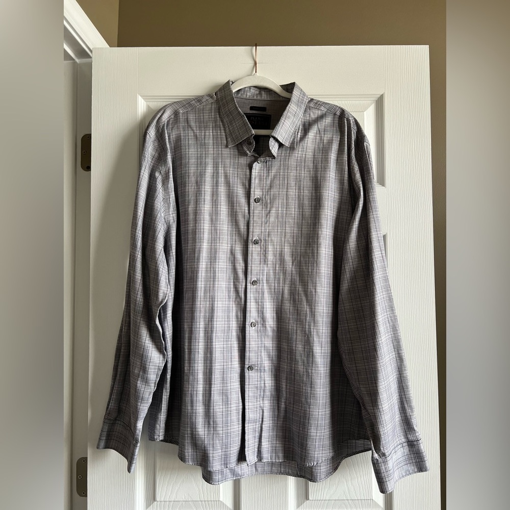Joseph A Bank size XXL tailored fit black and white plaid dress shirt